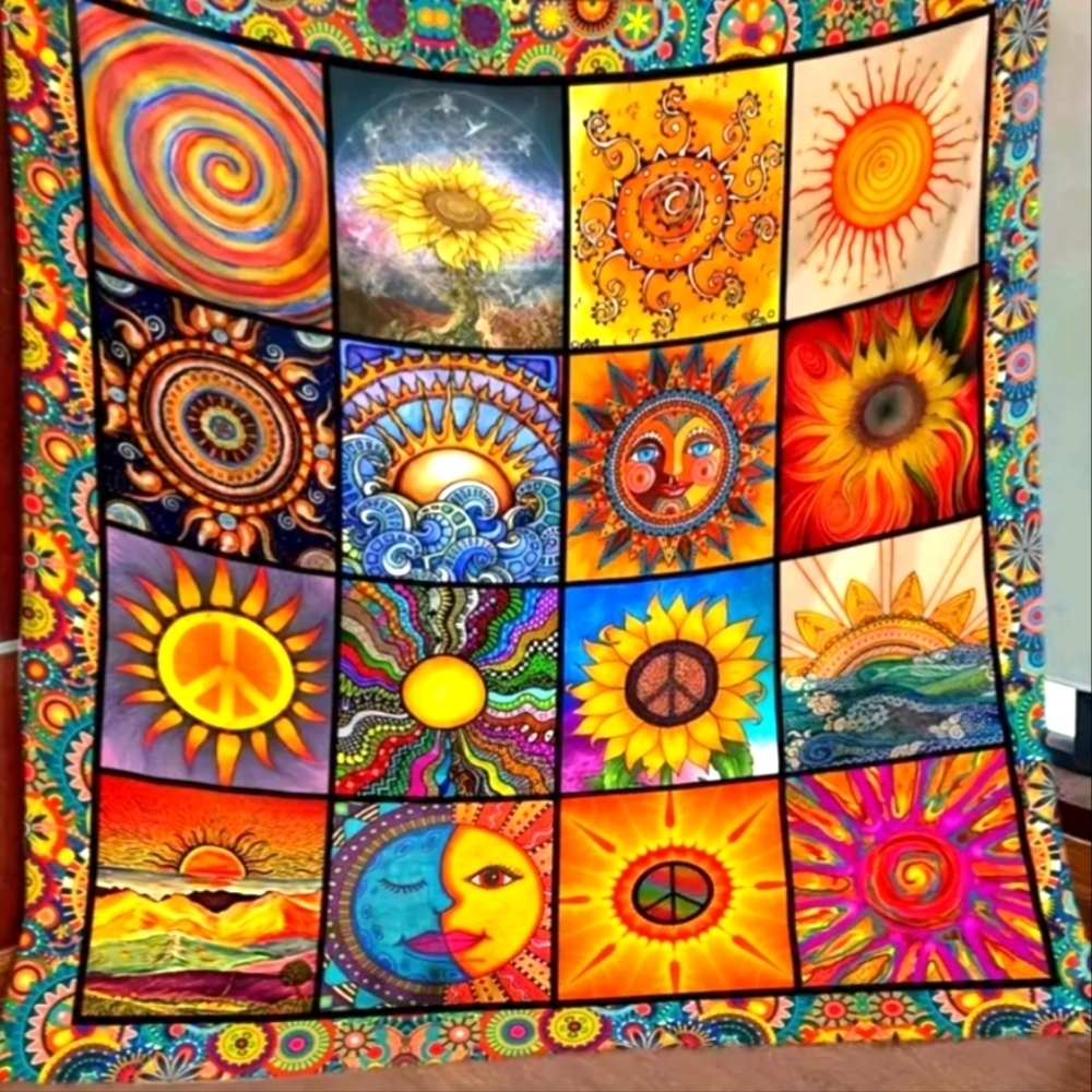 Throw Blanket Bed Topper Mandala Hippie Blanket Bohemian style blankets Decor - Picture 3 of 9